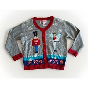 Merry Christmas Sweater  Faux Button Size M Ugly Christmas Sweater Nutcracker